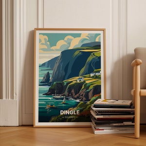 Dingle Halbinsel Reise Poster, Irland Landschaft Wandkunst, Wohnkultur für Reiseliebhaber, Geschenkidee, C20-512