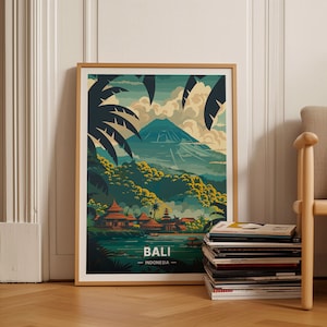 Bali Indonesia Travel Poster, Exotic Destination Wall Art, Unique Travel Gift Idea, Home Decor, Office Decoration, C20-1698