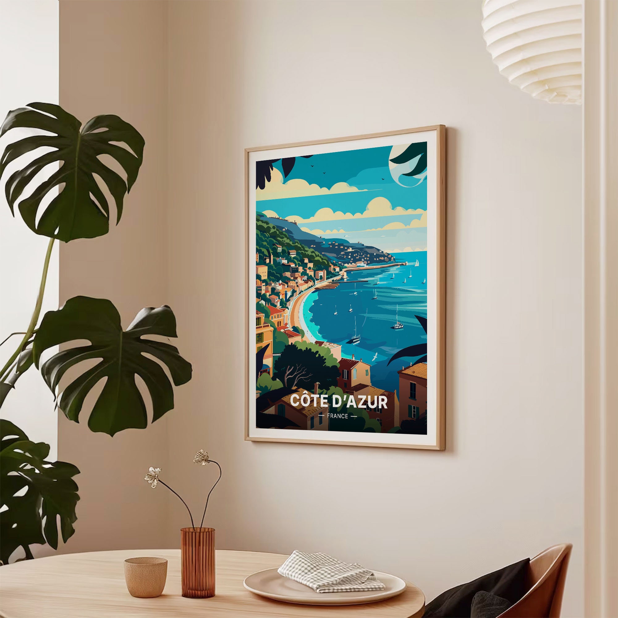 Côte D'azur Travel Poster, French Riviera Wall Art, France