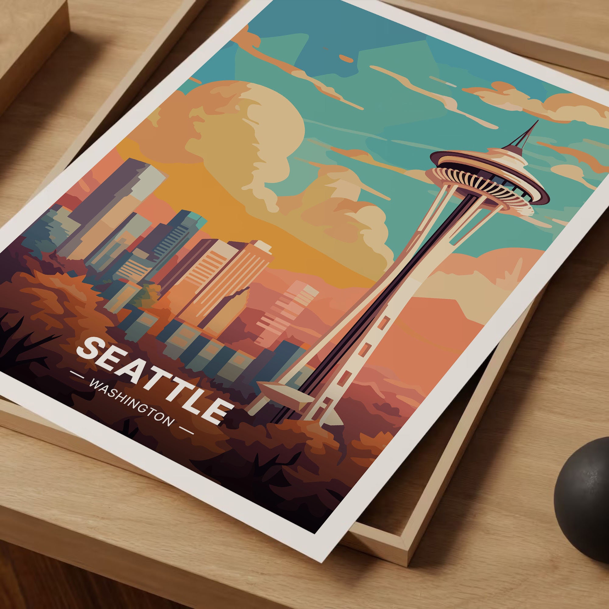 Poster De Voyage Space Needle De Seattle : Impression Rétro USA (téléchargement Numérique) - France