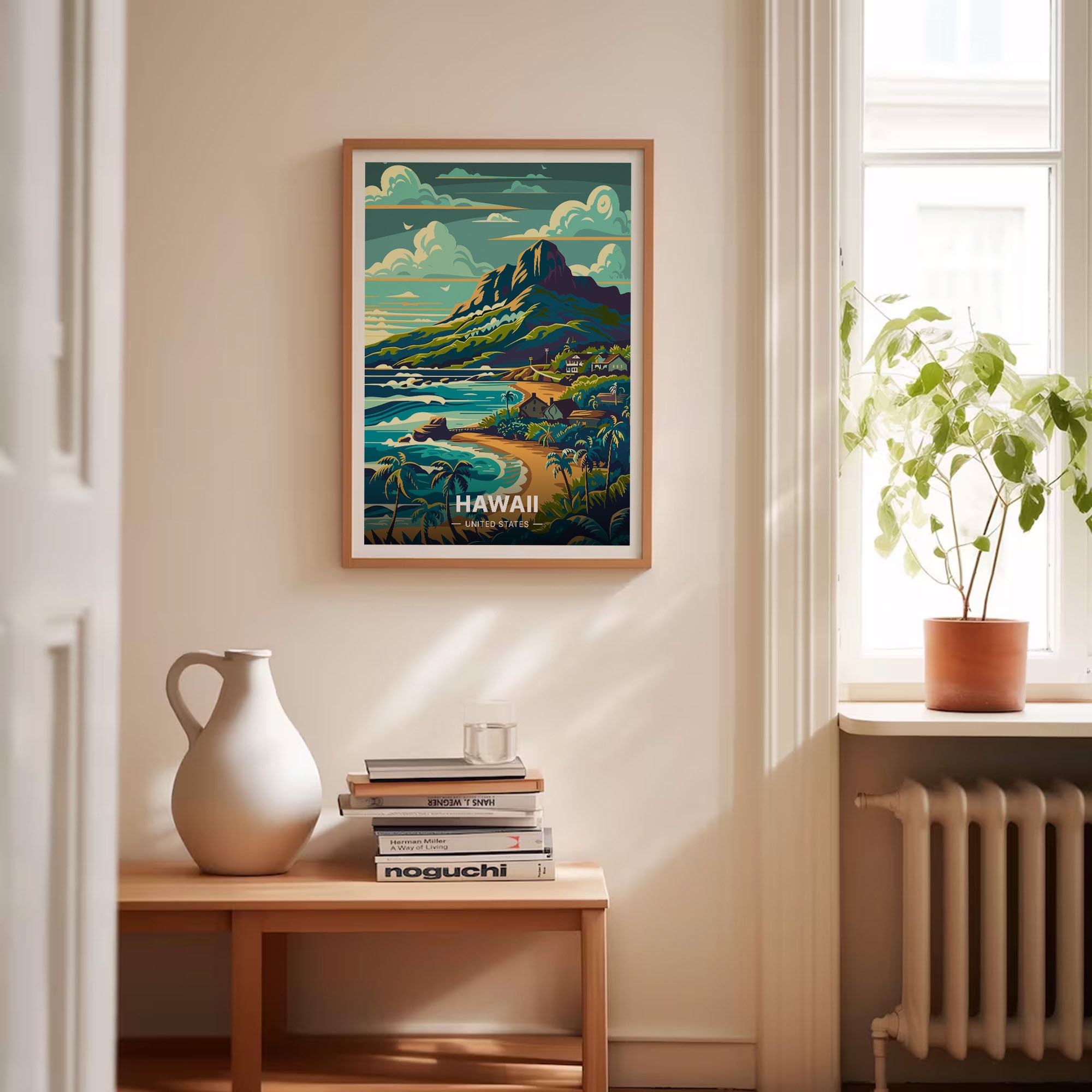 Hawaii Coastal Scenery Poster, Kauai & Maui Travel Print, C20-577