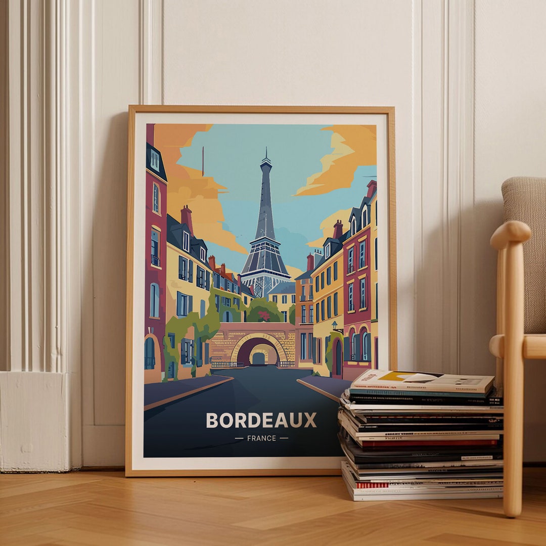 Affche Bordeaux Place des Qunconces | Retro travel poster, Travel
