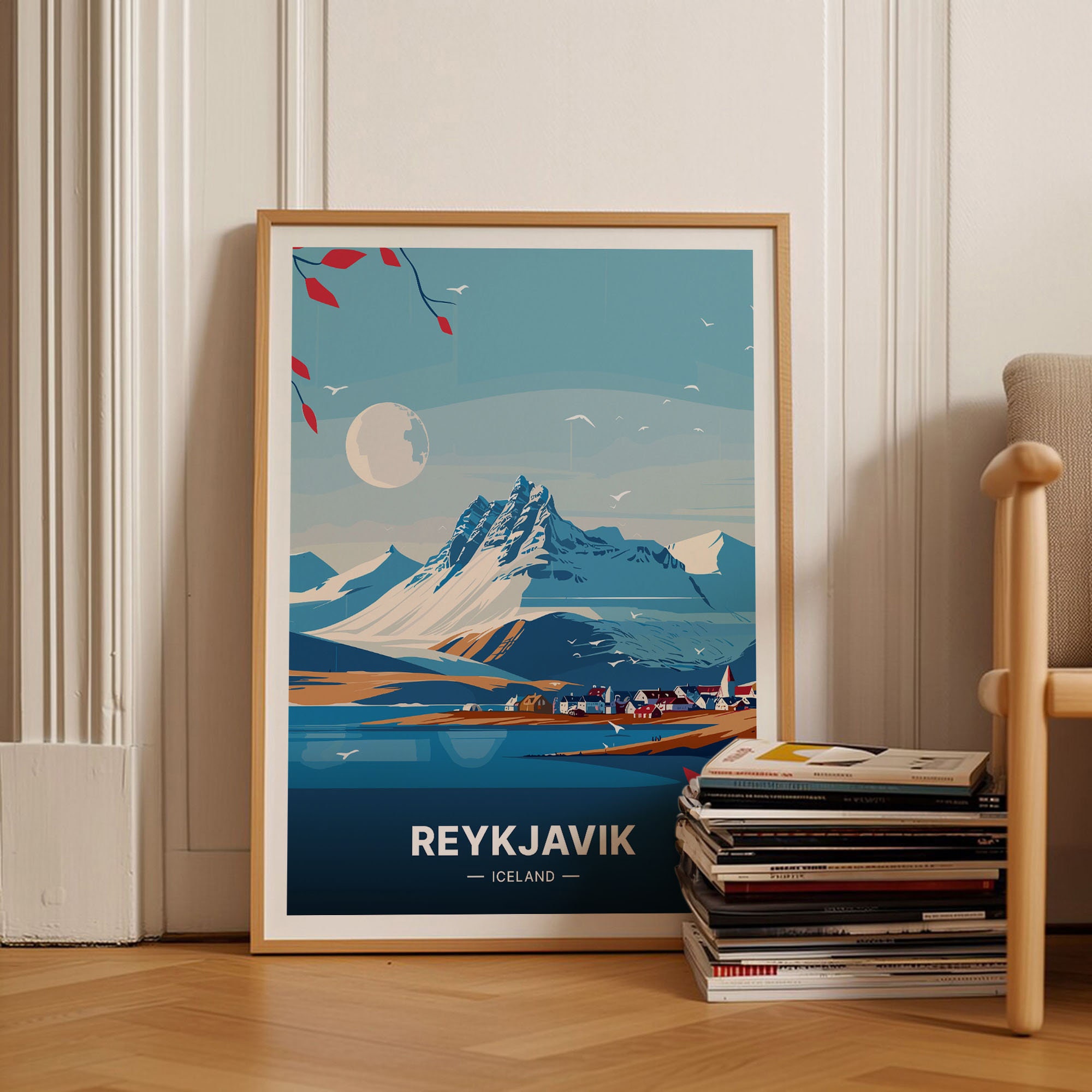 Reykjavik Iceland Vintage Travel Poster, Home Decor Wall Art, C20