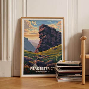 Peak District & Lake District National Park Travel Posters - UK England Hiking, Climbing Scenic Views, C20-1502