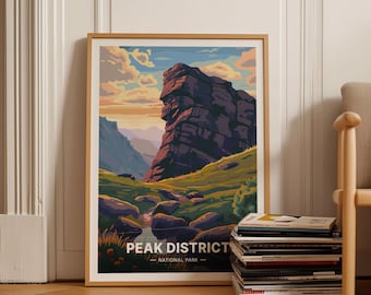 Peak District Travel Poster – Lake District Hiking Scenic View, C20-1502