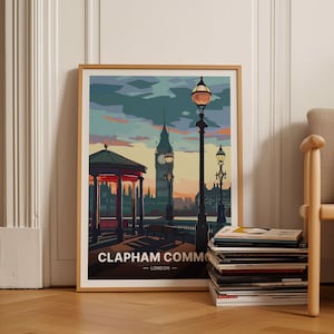 London Travel Poster, Clapham Common Park Art, Unique British Landscapes, Home and Office Wall Decor, Ideal Gift for, C20-1165