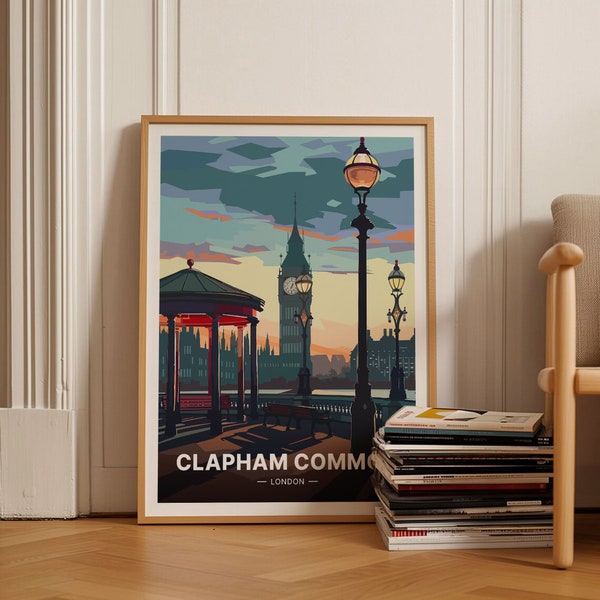 London Travel Poster, Clapham Common Park Art, Unique British Landscapes, Home and Office Wall Decor, Ideal Gift for, C20-1165