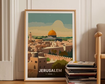 Jerusalem Travel Poster, Israel Home Decor, Scenic Wall Art, C20-890