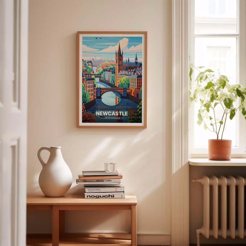 Newcastle Cityscape Art Print, United Kingdom Travel Poster, C20-624 image 4