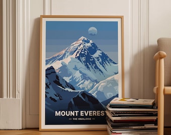 Mount Everest Poster, Himalayan Landscape, Adventure Travel Wall Art, Trekking & Climbing Decor, C20-549