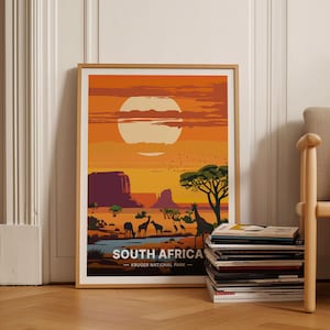 South Africa Safari Poster, Kruger National Park Travel Wall Art, Adventure Decor, Wanderlust Gift, C20-1272