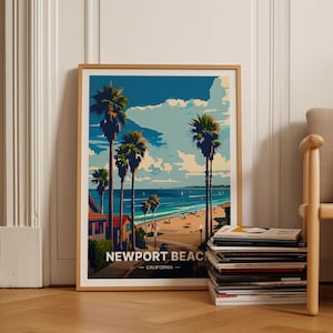 Newport Beach Poster, California Travel Wall Art, Coastal Home Decor, Gift for Travelers, Beach Scene Artwork, C20-1262