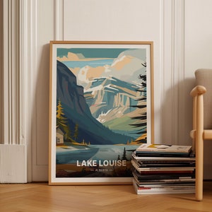 Lake Louise Alberta Travel Poster, Minimalist Wall Art, Canada Scenic Landscape, Home & Office Decor, C20-295