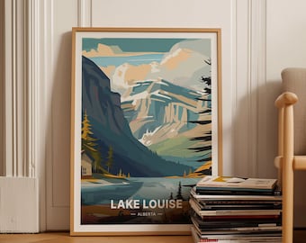 Lake Louise Travel Poster, Minimalist Canada Landscape Art, C20-295