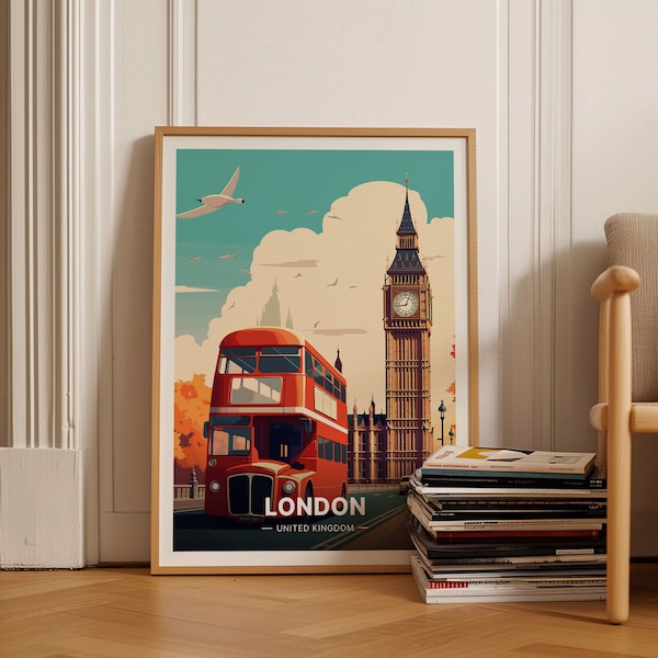 London Travel Poster, United Kingdom Decor, Big Ben Artwork, Unique Wedding Gift, Memorable Birthday Present, Personalized, C20-46