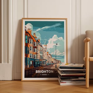 Brighton Travel Poster, Vintage-Inspired Wall Art, Home Decor, Gift for Travel Enthusiasts, Art Lovers Decorative Print, C20-381