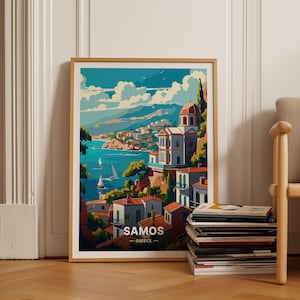 Samos Greece Travel Poster, Artistic Wall Decor for Home & Office, Unique Gift for Travellers, Art Enthusiasts, C20-1466