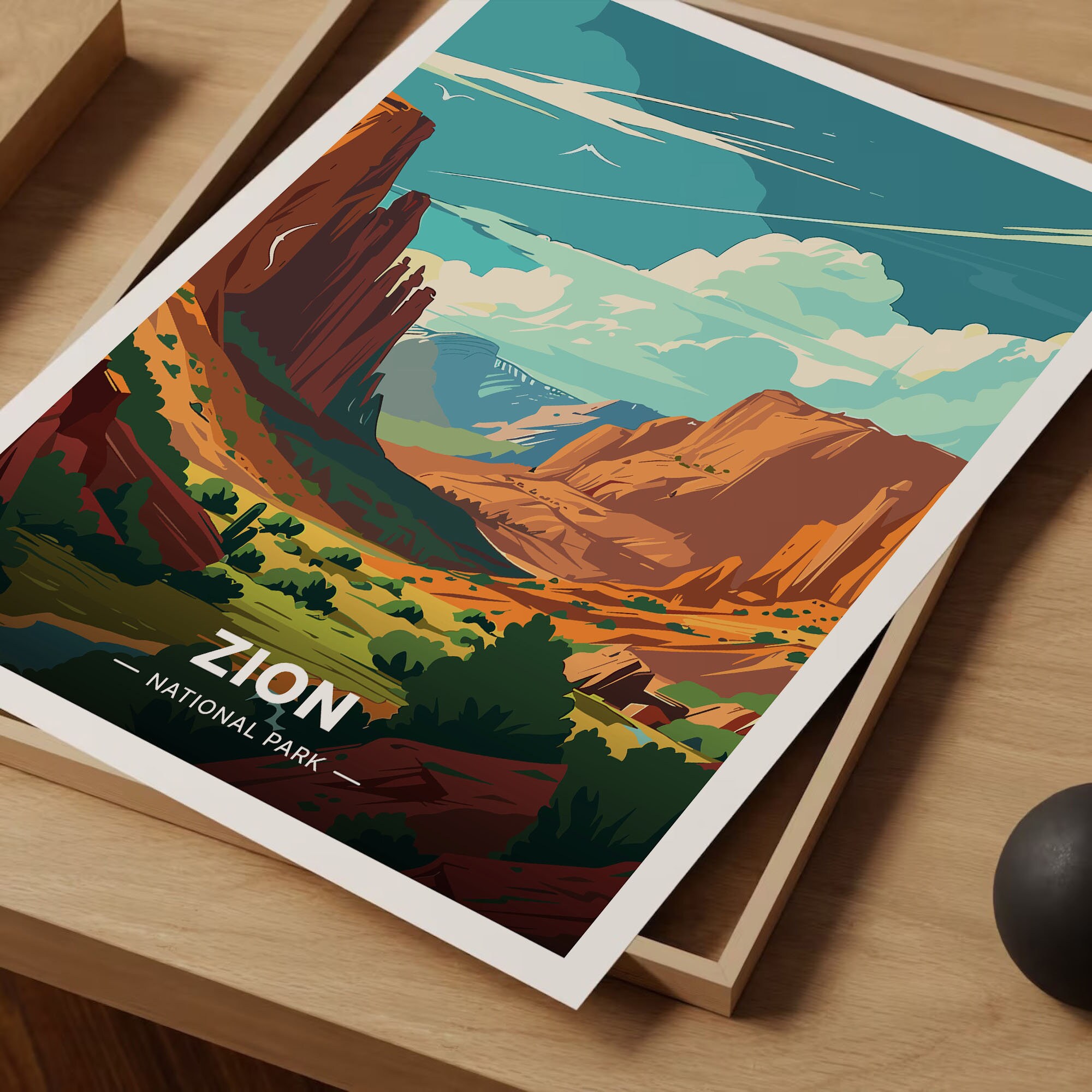Zion National Park Travel Poster, Scenic Wall Art, Unique