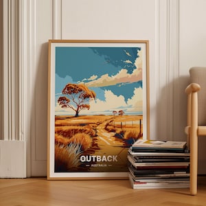Australia Outback Travel Poster, Scenic Landscape Wall Art, Home Office Decor, Art Lover Gift, Australian Adventure Theme, C20-1958