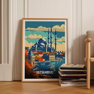 Istanbul Skyline Poster, Reiseinspirierte Wandkunst, Wohnkultur, Geschenk für Reisende, Türkei Stadtbild Kunstdruck, C20-313