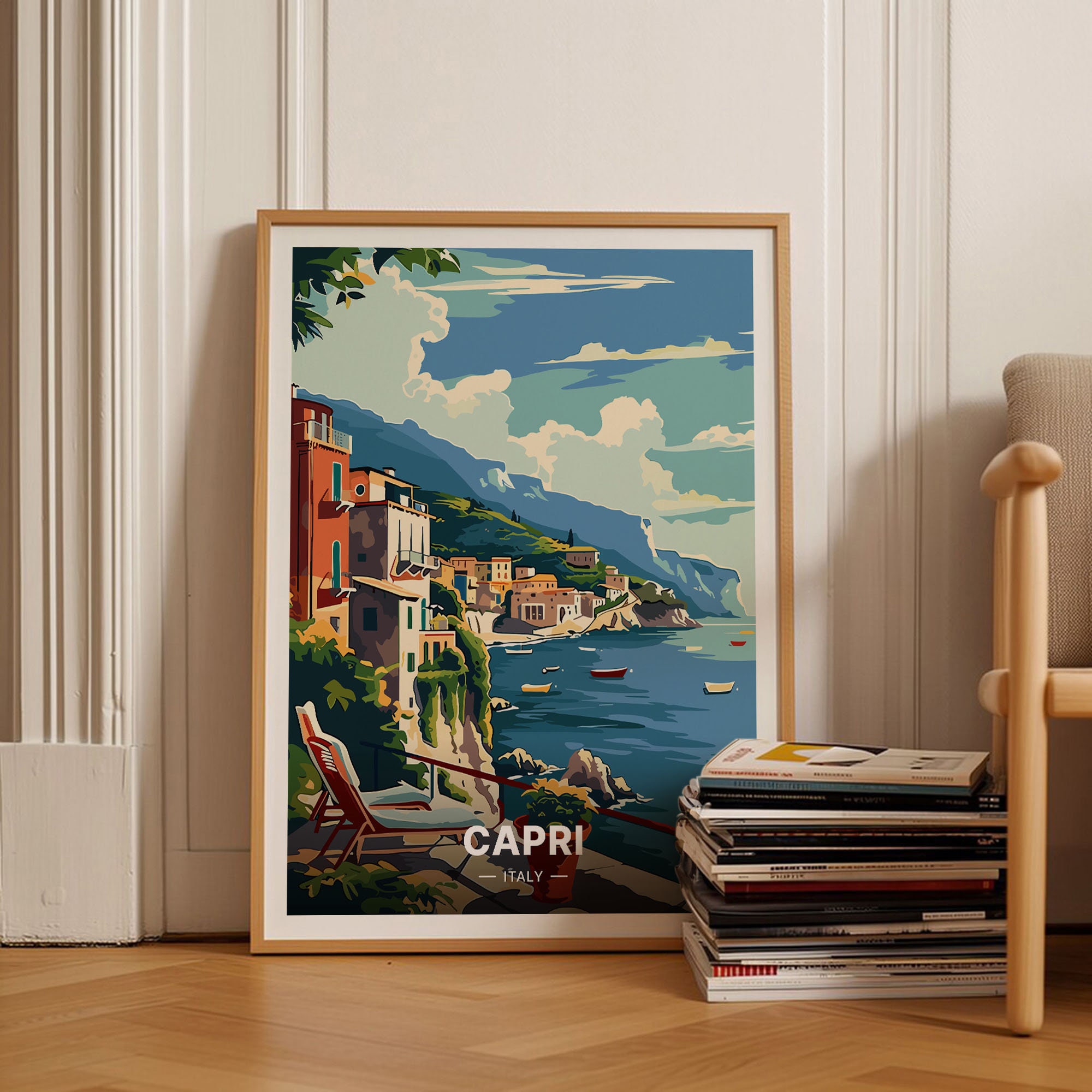 Capri Italy Travel Poster, Vintage Style Wall Art, Perfect for