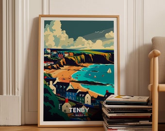 Tenby Wales Seascape Art Print, Coastal Travel Poster, C20-862