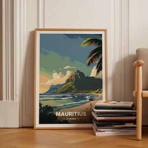 Mauritius Le Morne Travel Poster, Vintage Style Wall Art, Perfect Gift for Anniversary, Birthday, Home Decor, C20-1723