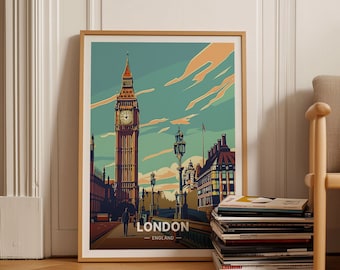 London Cityscape Art Print, Travel Poster, C20-300