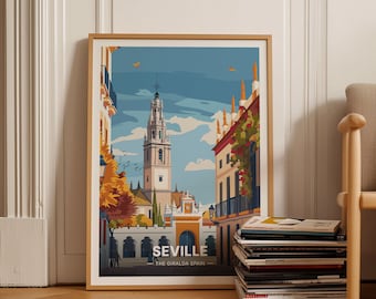 Seville Spain Travel Poster, Europe Plaza de España Art Print, Home Decor, Housewarming Gift, Wanderlust Wall Art, C20-759