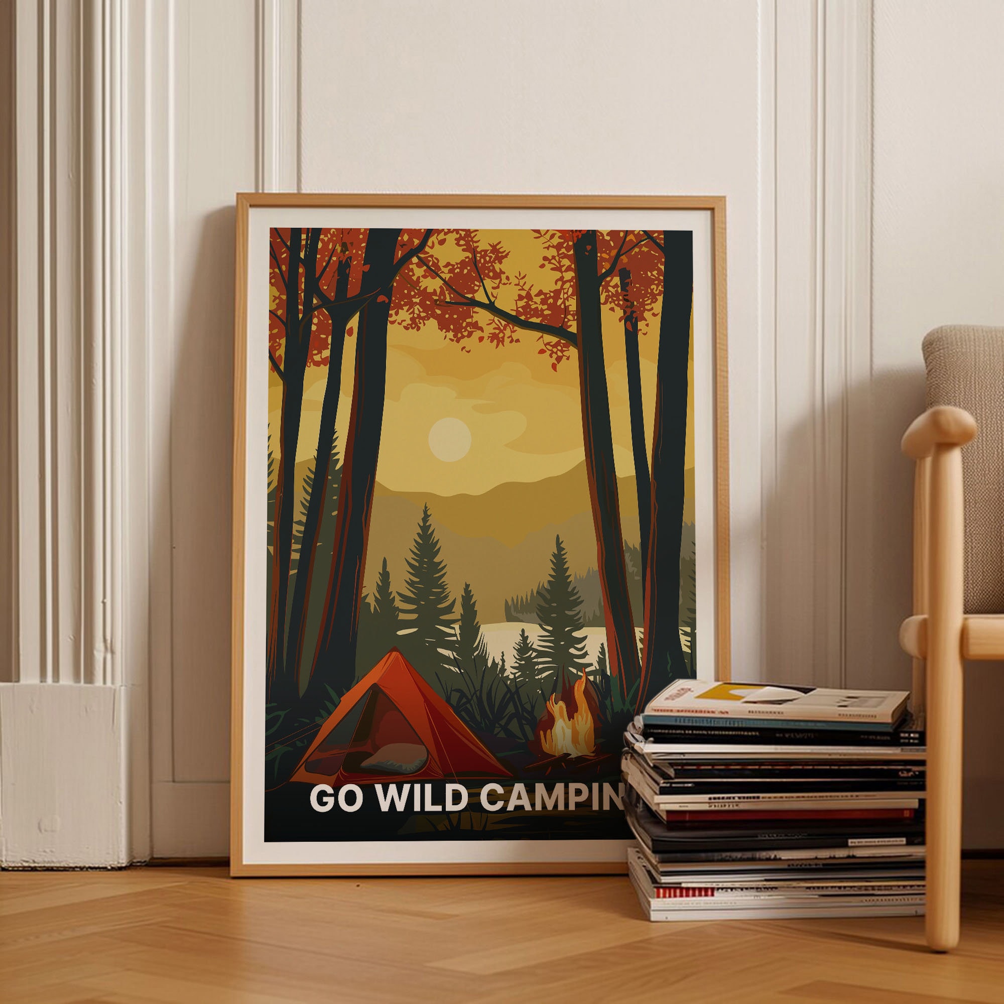 Camping Adventure Poster, Hiking Nature Wall Art, Outdoor Decor