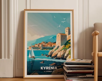 Kyrenia Cyprus Travel Poster, Vintage Wall Art, C20-1749