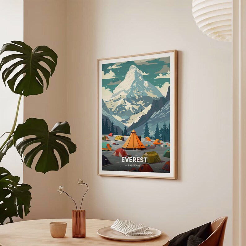 Mount Everest Art Print, Adventure Travel Poster, Nepal Trekking Decor, C20-1021 image 7