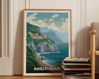 Amalfi Coast Travel Poster, Italy Riviera Wall Art, C20-1782