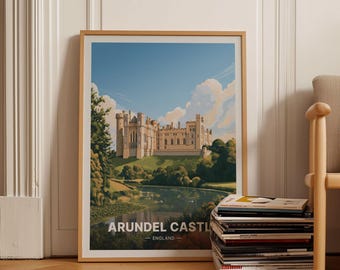 Arundel Castle Travel Poster, England Landscape Wall Art, Home Decor, Art Lover Gift, British Heritage, Office Decoration