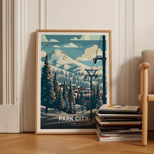 Park City Ski Resort Poster, Travel Wall Art, Home Decor, Skiing Landscape, Gift for Skiers, Adventure Artwork, C20-1399