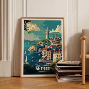 Antibes Travel Poster, French Riviera Wall Art, Coastal Home Decor, France Travel Gift, Art Lover Present, Mediterranean, C20-1520