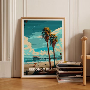 Redondo Beach Poster, California Travel Art, Coastal Decor, Beach Lover Gift, Wall Art for Home and Office, C20-1263