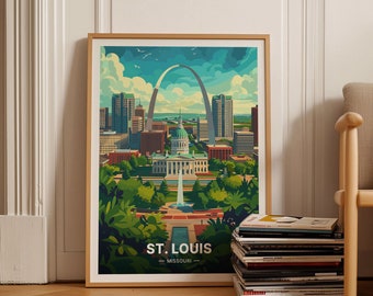 St. Louis Travel Poster, Mid-Century Modern Missouri Art, C20-1853