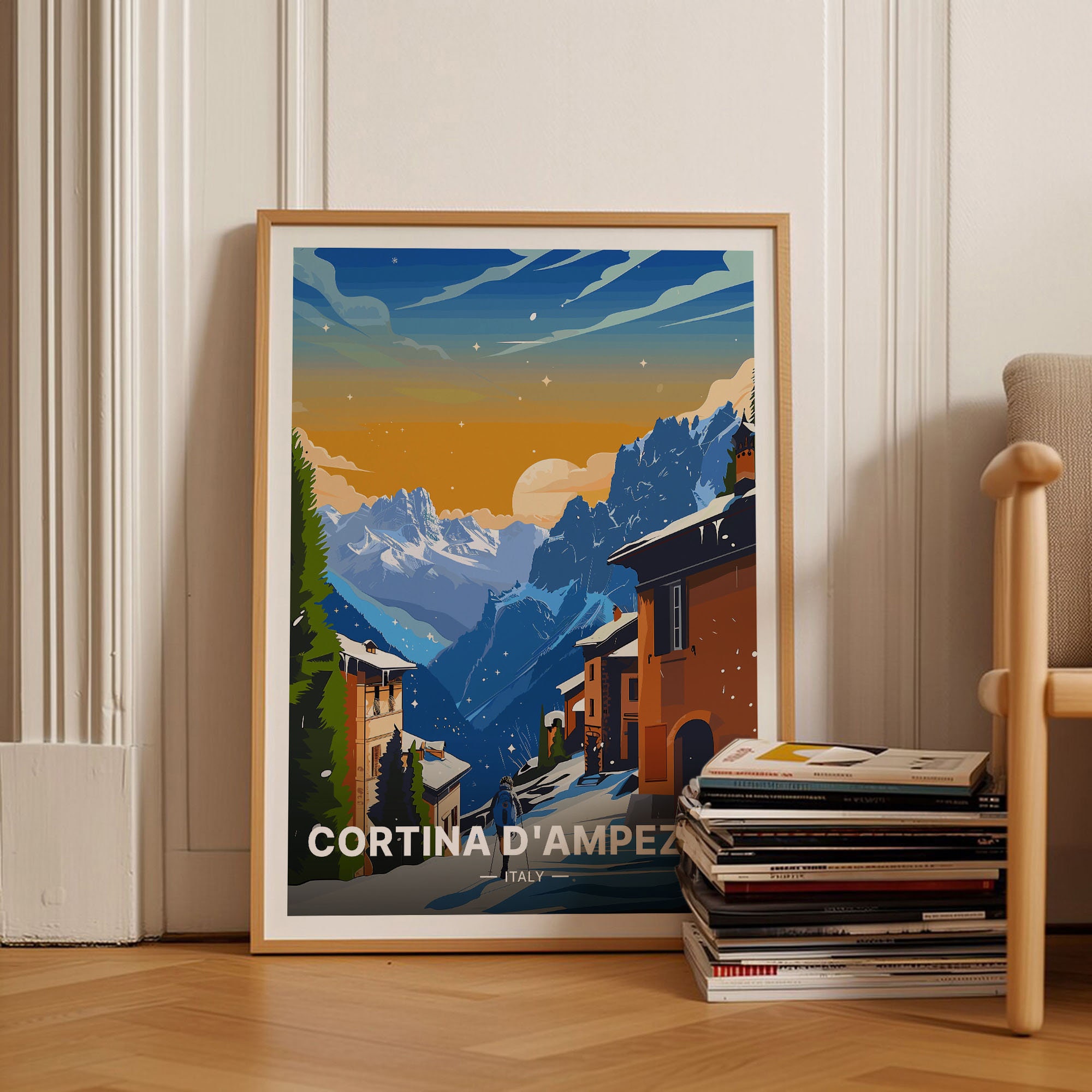 Cortina D'ampezzo Italy Art Print, Ski Resort Travel Poster, C20