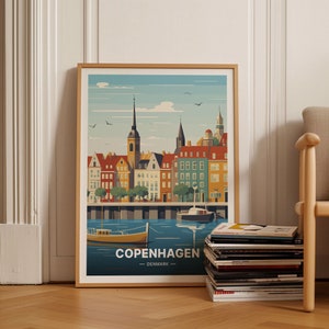 Copenhagen Travel Poster, Denmark Cityscape Art, Unique Home Decor, Wanderlust Gift Idea, C20-139