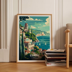 Corfu Greece Travel Poster, Wall Art for Home & Office Decor, Greek Island Scenic Landscape Artwork, C20-1464
