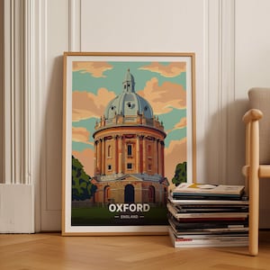 Oxford Travel Poster, Vintage Oxford Wall Art, England Cityscape Home Decor, Unique Oxford Gift Idea, C20-885