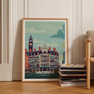 Art Deco Travel Poster, Manchester Music Scene, Iconic Nightclub & Bands Wall Art, Retro Rave Decor, C20-641