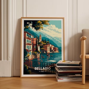 Bellagio Italy Travel Poster, Scenic Lake Como Art, Italian Riviera Wall Decor, Travel Enthusiast Gift, Home Office Artwork, C20-1417