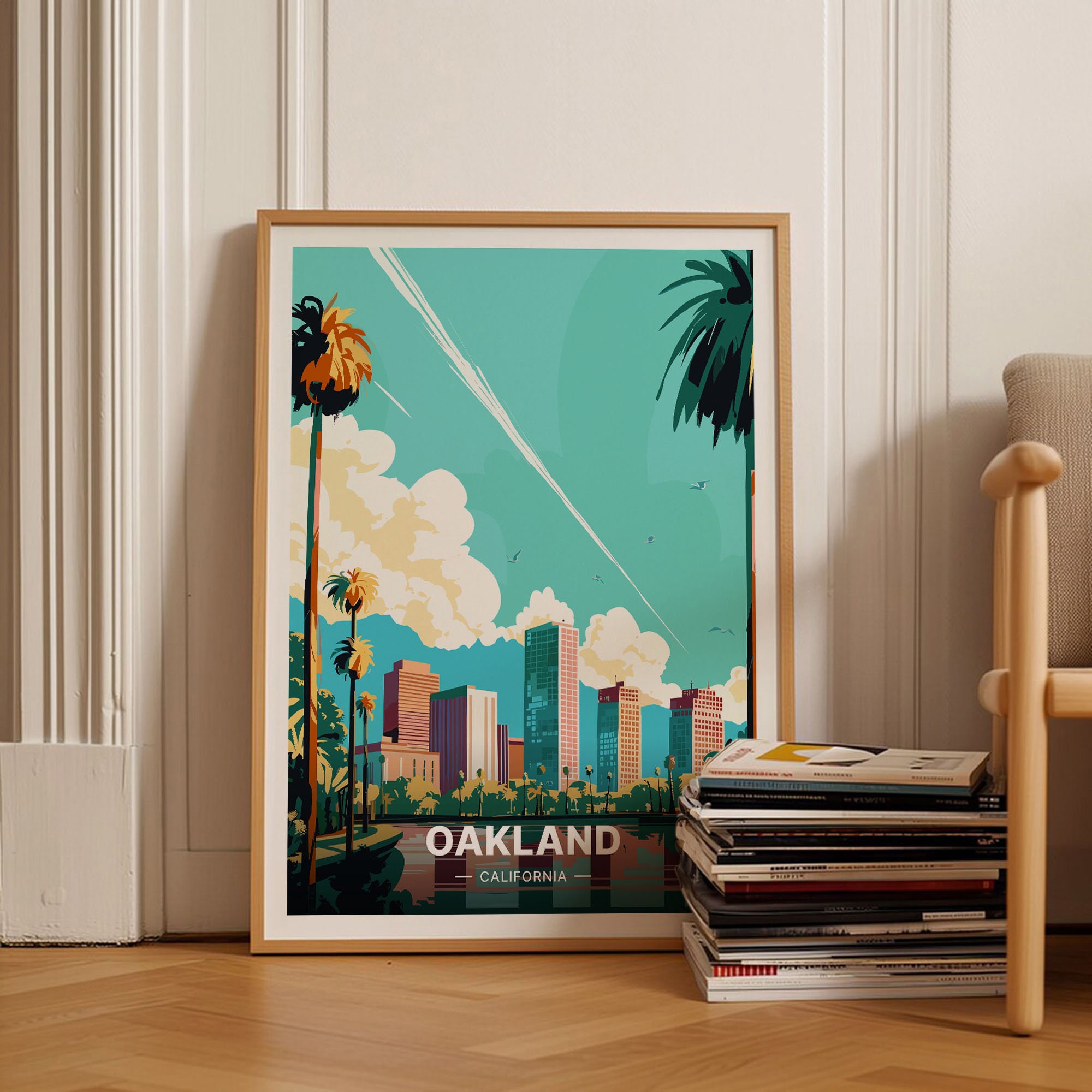 Oakland Travel Poster, California Cityscape Wall Art, Unique Home Decor, Gift for Travellers, Art Lovers Collectible, C20-1241