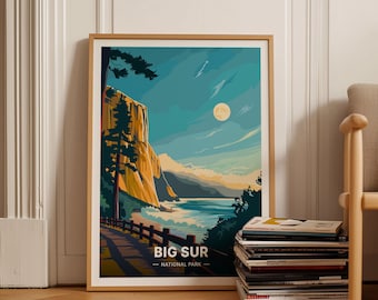 Big Sur Travel Poster, Scenic California Coast, National Park Art, C20-609