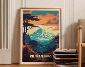 Kilimanjaro National Park Poster, Tanzania Africa Travel Wall Art, Adventure Home Decor, C20-514