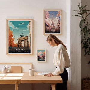 Berlin Travel Poster, Germany Cityscape Art on Matte Paper image 6