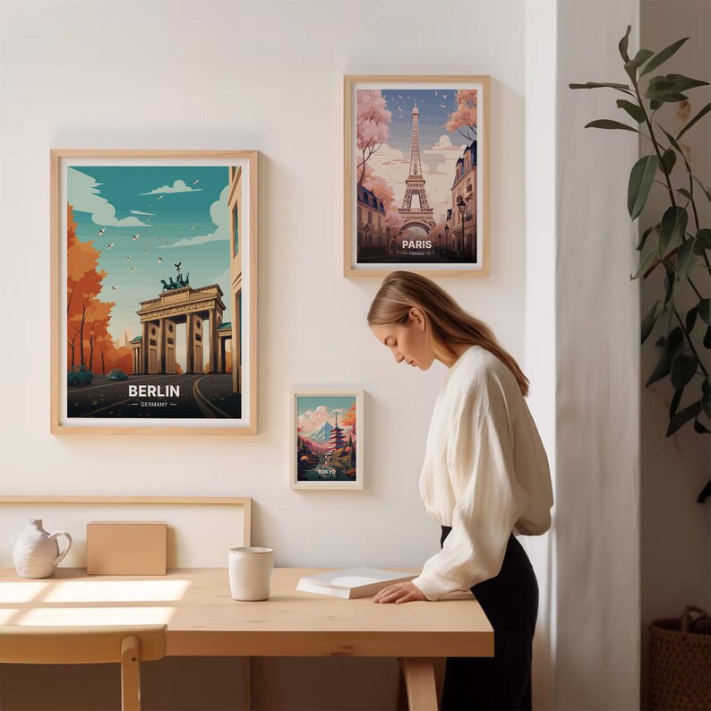 Berlin Travel Poster, Germany Cityscape Art on Matte Paper image 6