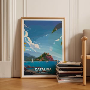 Catalina Island Travel Poster, Vintage Style Wall Art, California Destination Decor, Unique Traveler Gift Idea, C20-1518